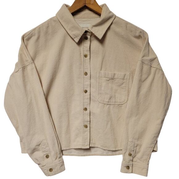 American Eagle Cropped Button Up Shirt Shacket Outdoors Chore Western Size M - Picture 1 of 7